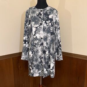 Graver Susan Graver Cardigan Cover-Up Small Gray Floral Metallic NWT